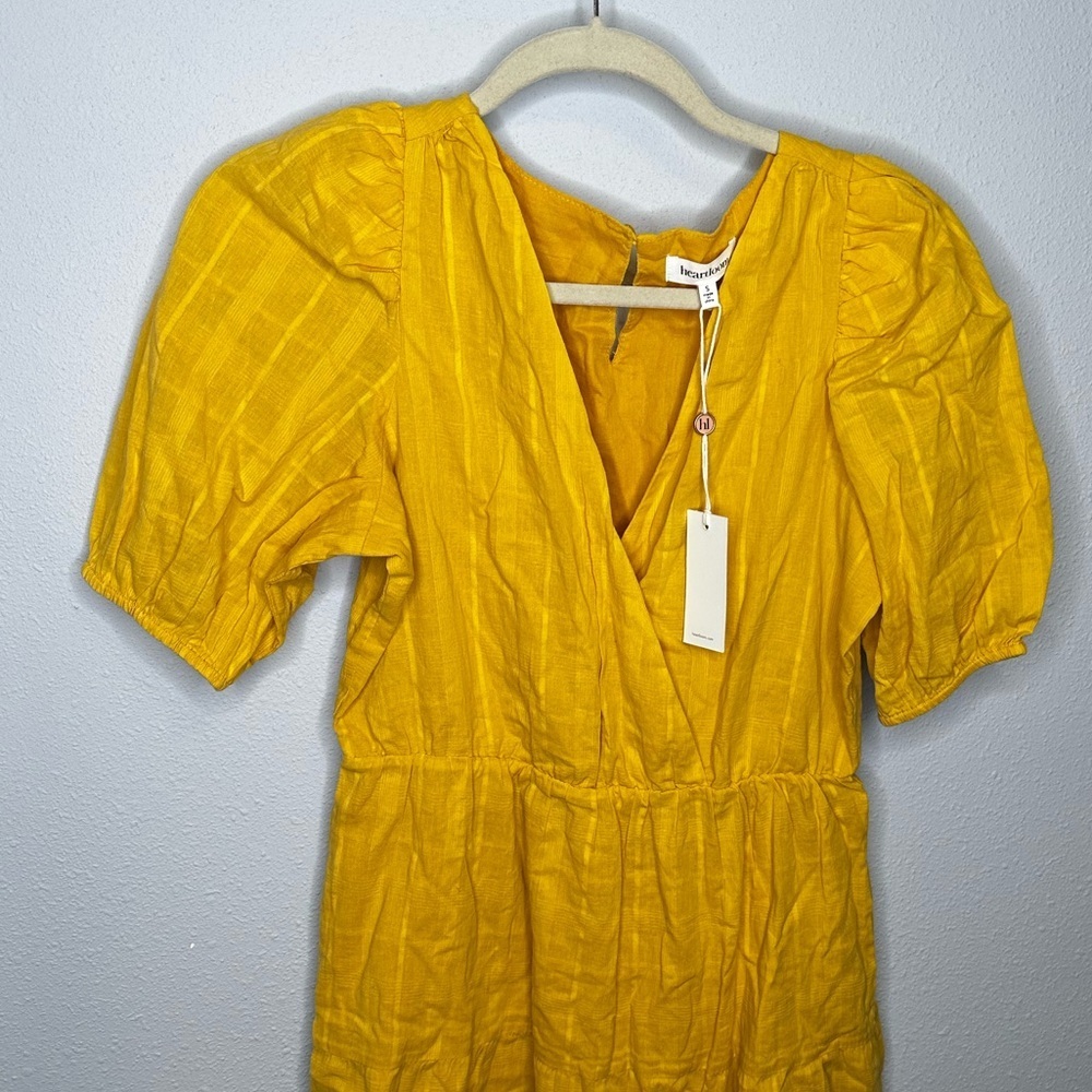 Heartloom Hakka golden yellow midi dress new size small short sleeves - Picture 2 of 5